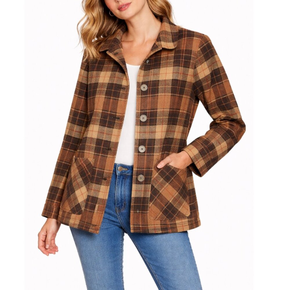 Pendleton Women's Multicolor Brown Plaid Classic Blazer Jacket Size Large